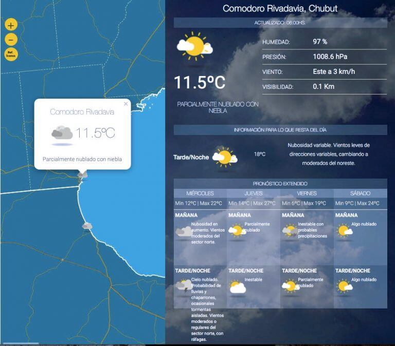 Así era el informe del SMN a las 6 de la mañana