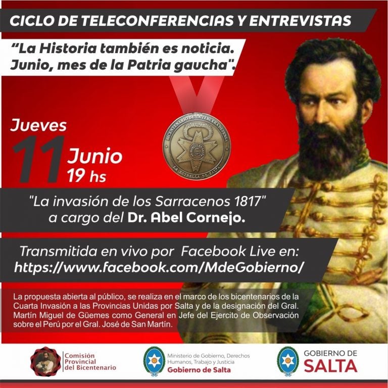 Ciclo de teleconferencias y entrevistas sobre Güemes (Facebook Min. de Gobierno, DDHH, Trabajo y Justicia)