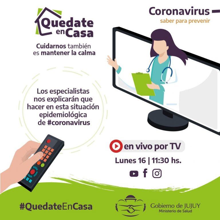 Se anunció que este lunes, en simultáneo los canales de TV de toda la provincia emitirán un programa especial sobre coronavirus.