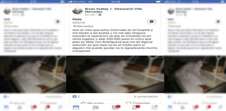 "El único que se acercó es Fernando Teixidio, un motoquero que quería hacer un evento para juntar la plata para la cirugía”, aseguró.