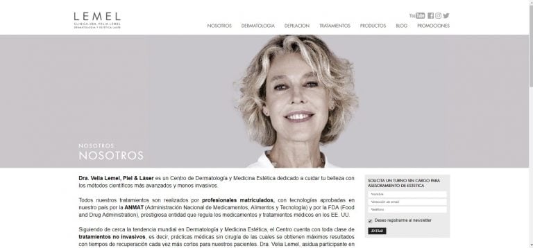 Página web de la doctora Velia Beatriz Lemel. (Captura de pantalla)