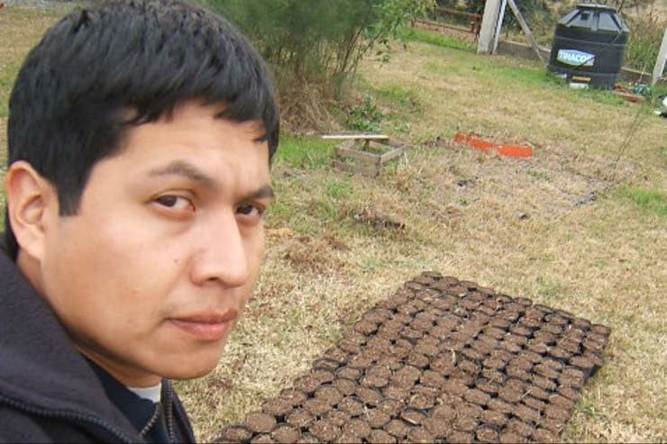 Daniel Ibarra cuando comenzó a cultivar tulipanes (La Nación)