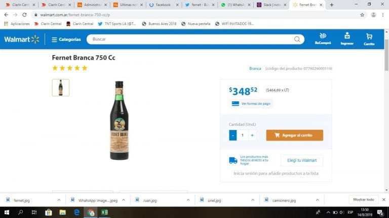 El fernet y los precios de este miércoles tras la imagen que se viralizó con un valor de $ 595.