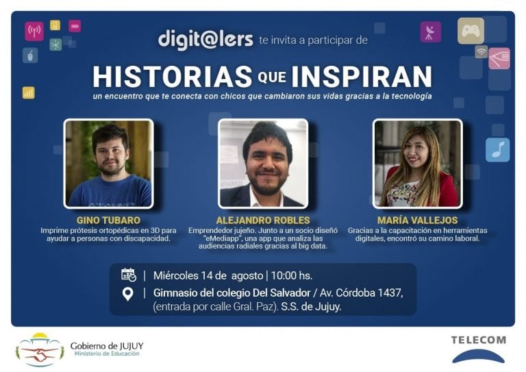 La invitación de digit@lers al encuentro con jóvenes emprendedores.