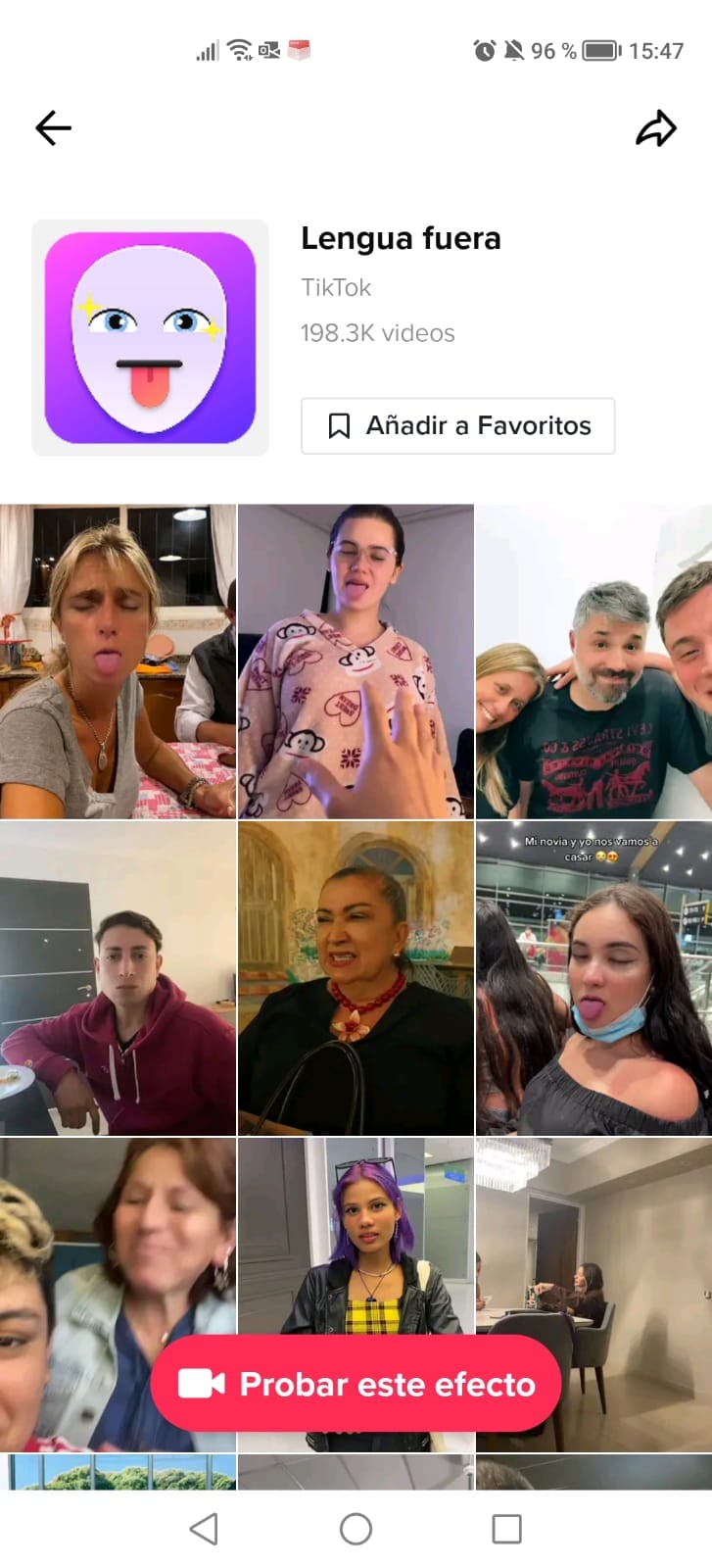 Filtro de TikTok que te hace sacar la lengua y cerrar los ojos.