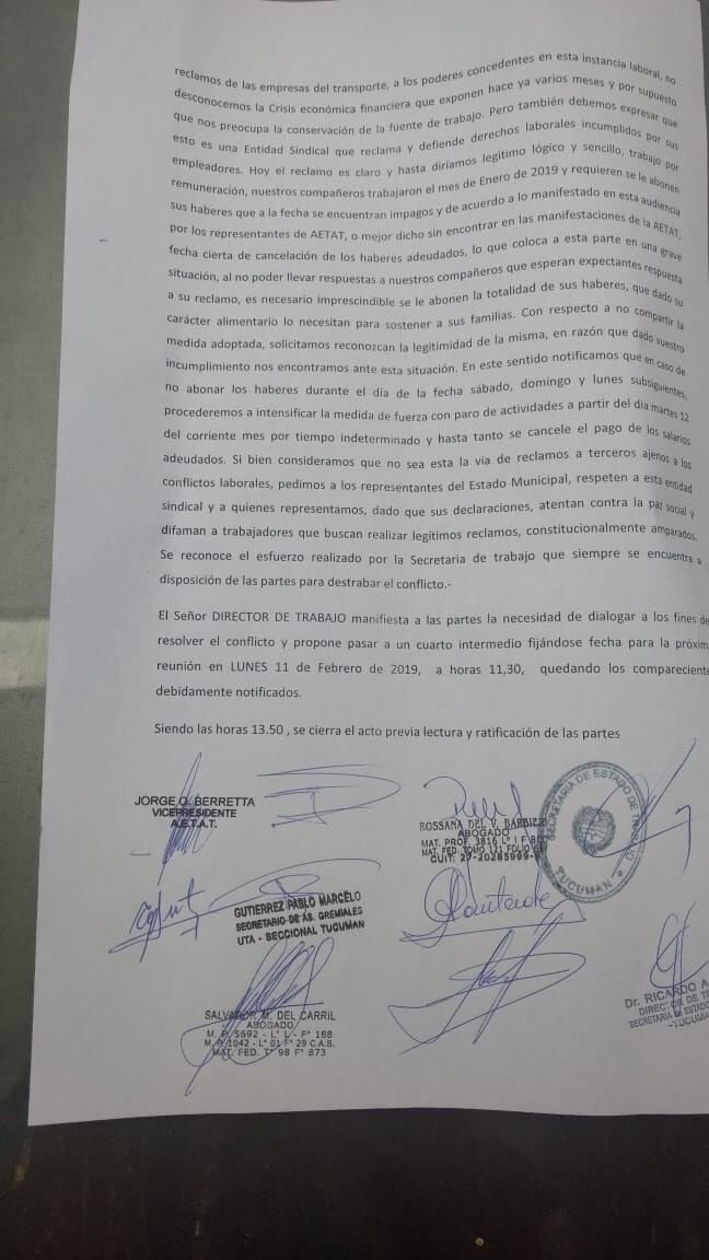 Documento firmado por las distintas partes. (CIMECO)