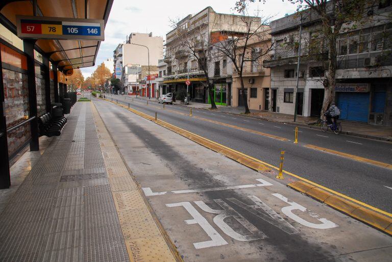 Una estación de bus vacía debido a la huelga general