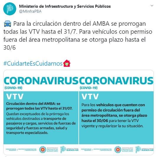 Prorrogan hasta el 31 de julio la vigencia de la VTV para vehículos que circulen por AMBA