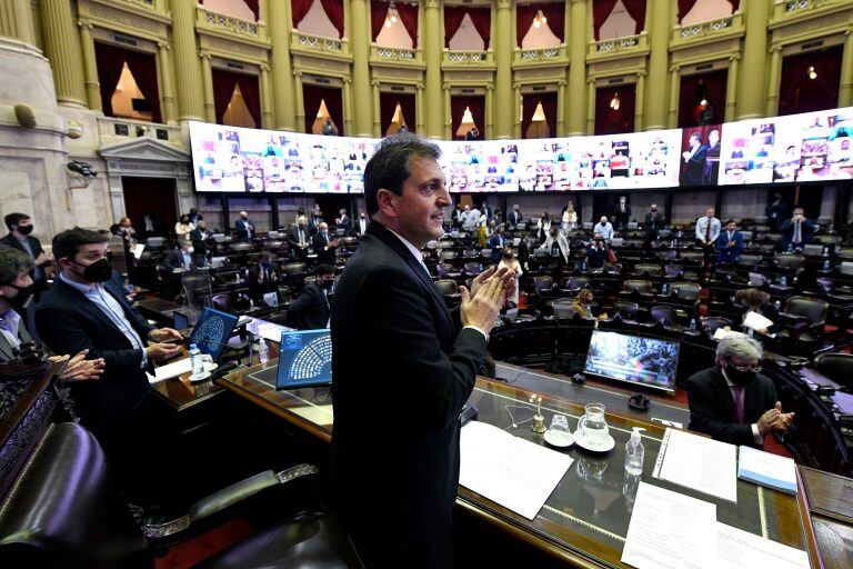 Sergio Massa, presidente de la Cámara de Diputados durante la sesión para discutir el presupuesto nacional (EFE/ Cámara de Diputados)