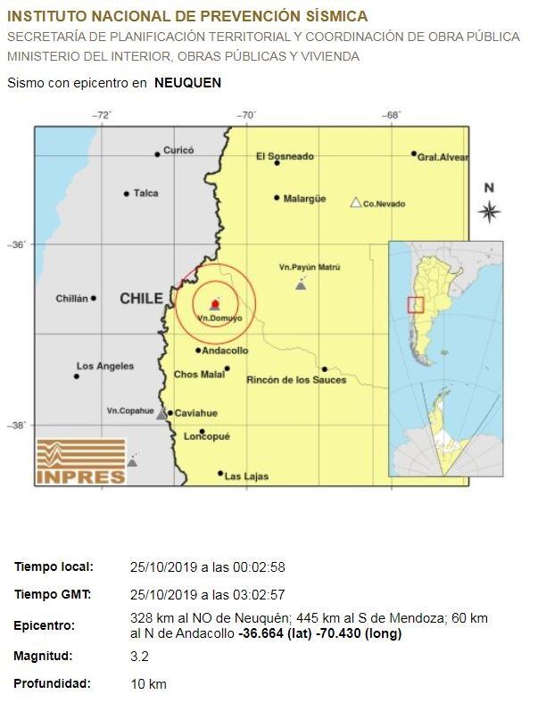 El sismo tuvo 3,2 en la escala de Richter (web).