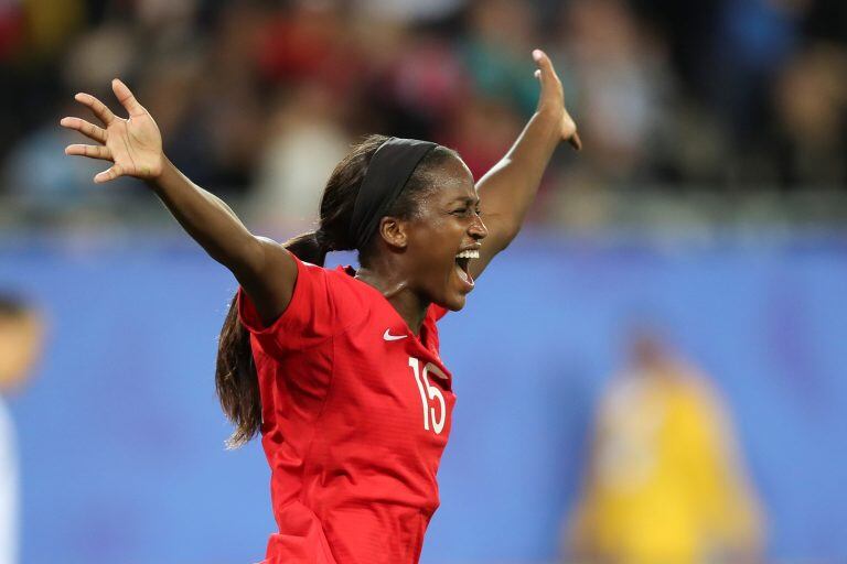 Nichelle Prince celebra su gol, el segundo ante las chicas de Oceanía (Foto: Francisco Seco).