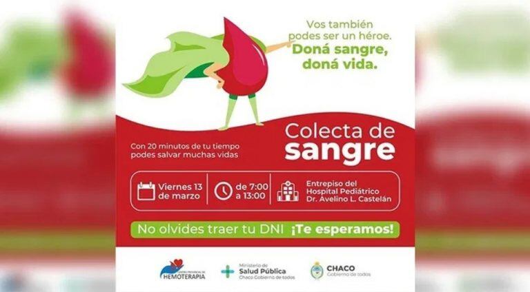 Se promoverá una campaña de donación voluntaria de sangre en el Pediátrico. (Web).