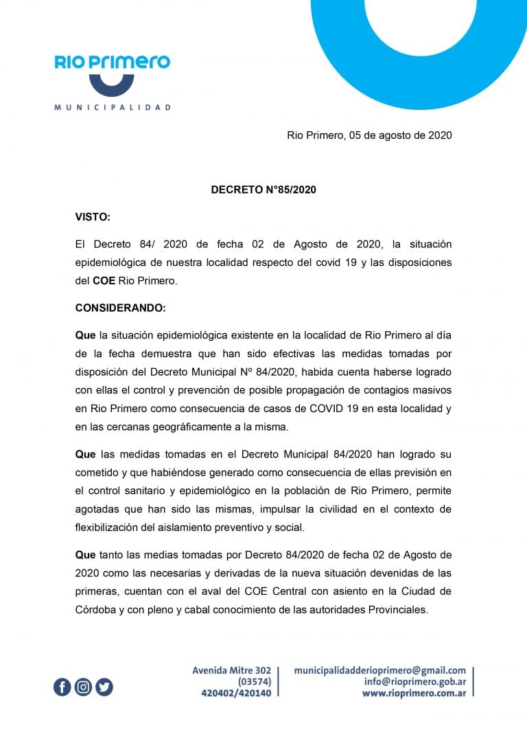 Decreto Río Primero