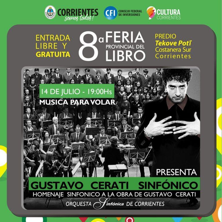 Homenaje sinfónico a las obras de Gustavo Cerati en la feria del libro.