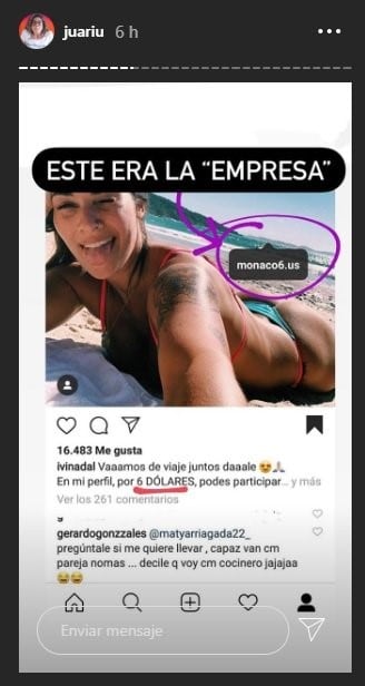 La publicación que hizo la modelo sobre el concurso. (captura de pantalla de Juariu)