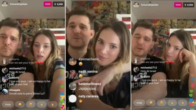 Luisana Lopilato y Michael Bublé hacen videos en vivo durante la cuarentena.