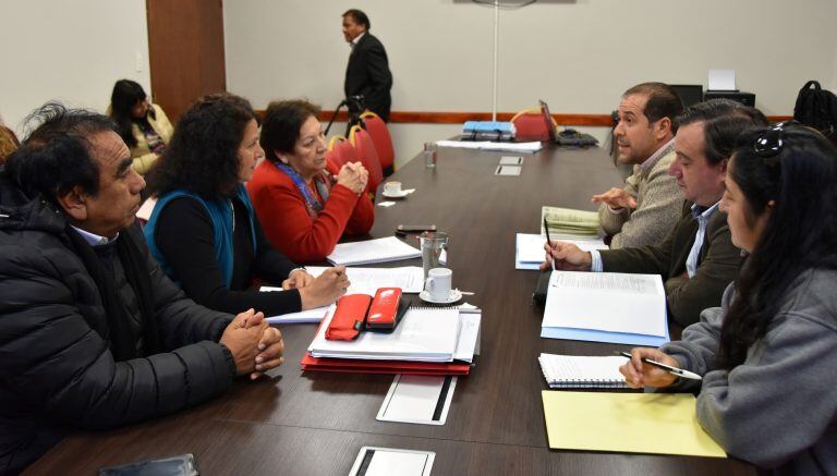 Dirigentes de APUAP durante una de las reuniones mantenidas con diputados en la Legislatura.