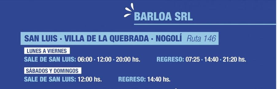 Nuevos horarios de verano del Transporte Interurbano de San Luis