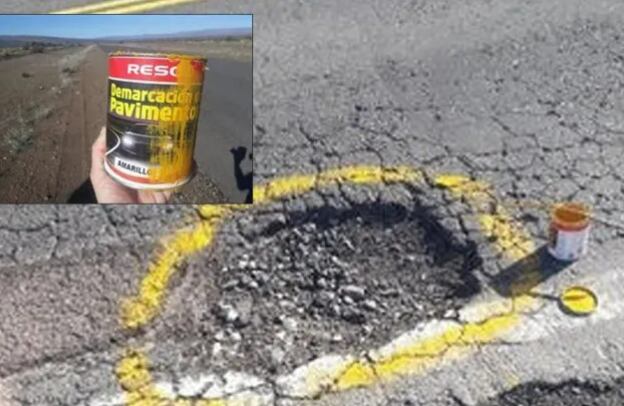 Cansadas de los baches sobre la ruta 40 yendo a Zapala, dos mujeres los señalizaron.