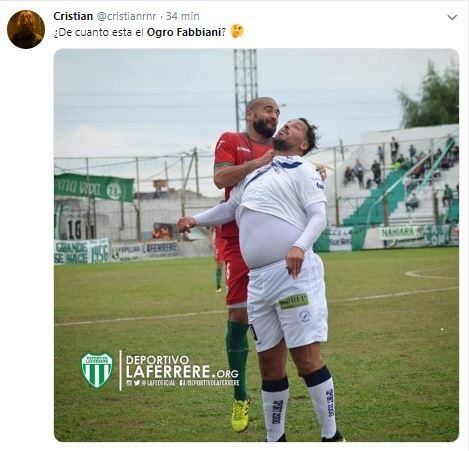 La foto de Cristian "el ogro" Fabbiani que desencadenó una catarata de memes (Twitter)