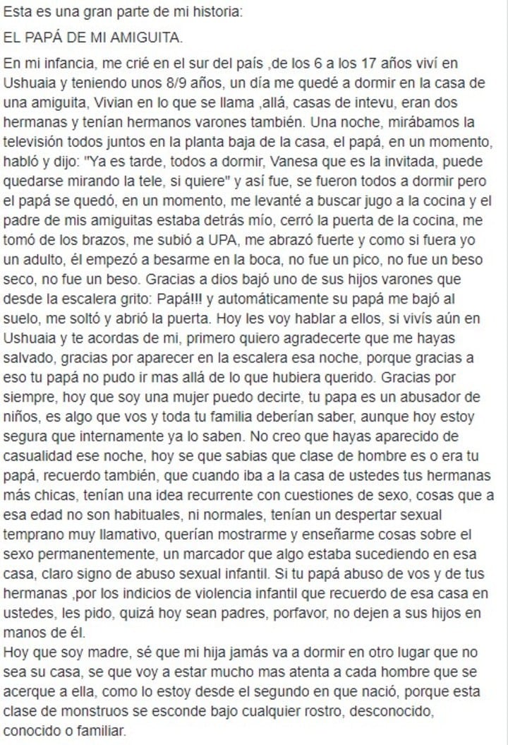 Los distintos casos de abuso que vivió Vanesa Carbone.