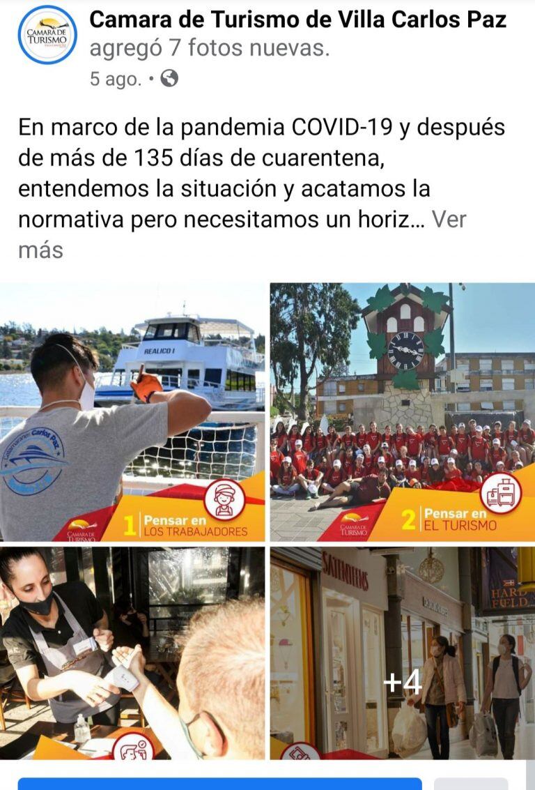 Reciente comunicado de la Cámara de Turismo de Villa Carlos Paz.