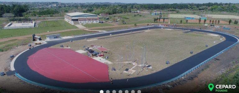 Pista de atletismo de piso sintético en el CePARD. (Vialidad Provincial)