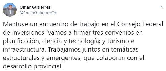 Omar Gutiérrez expresó su optimismo tras el acuerdo (web).