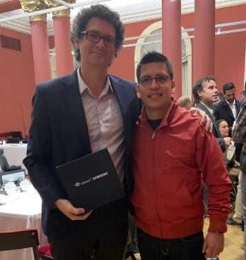 El CEO de uSound junto al secretario de Emprendedores y Pymes de la Nación, Mariano Mayer.