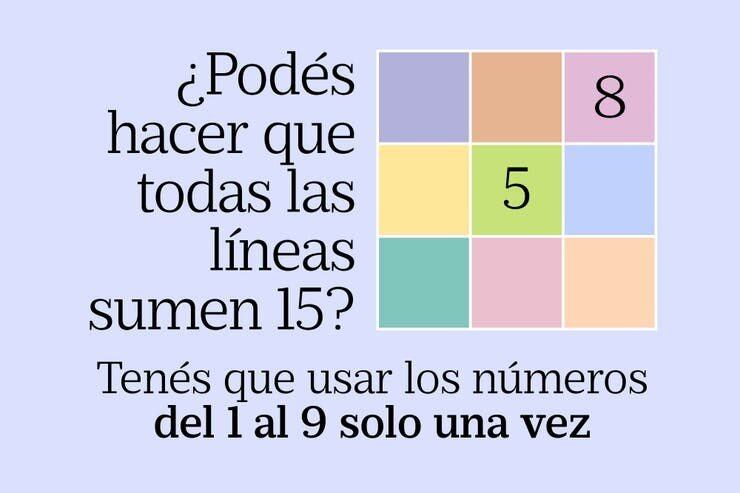 Desafío viral: que todas las líneas sumen 15 (Web)