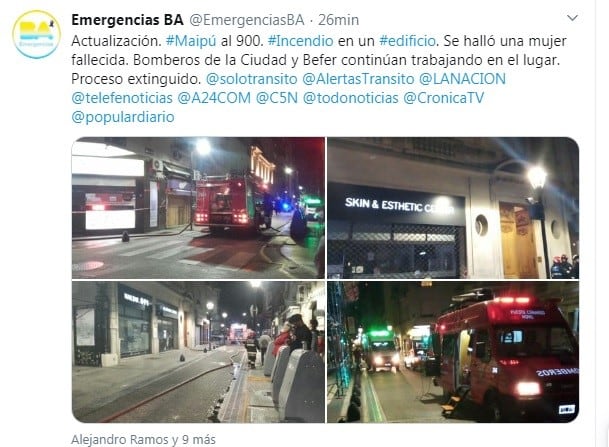 (Twitter: @EmergenciasBA)