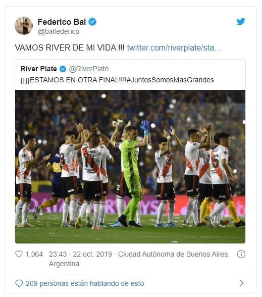 La alegría de los famosos por el triunfo de River (Web)