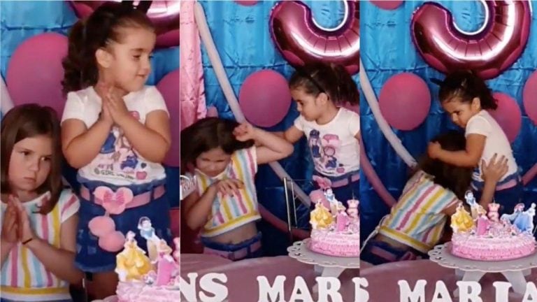 Imágenes del primer video viral de las hermanitas. (Captura)