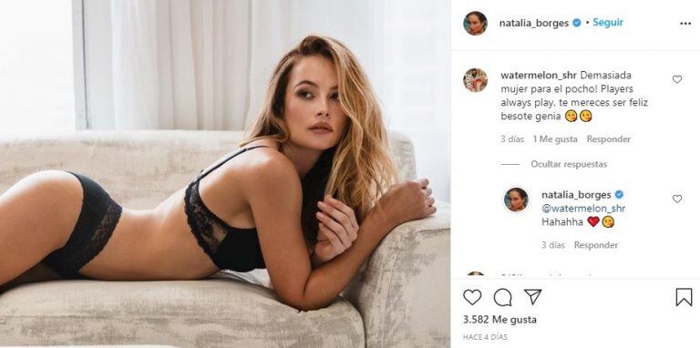 La brasileña responde habitualmente a los comentarios de sus publicaciones. (@natalia_borges)