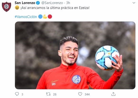 San Lorenzo entrena en el predio de la AFA en Ezeiza. (Twitter/@SanLorenzo)