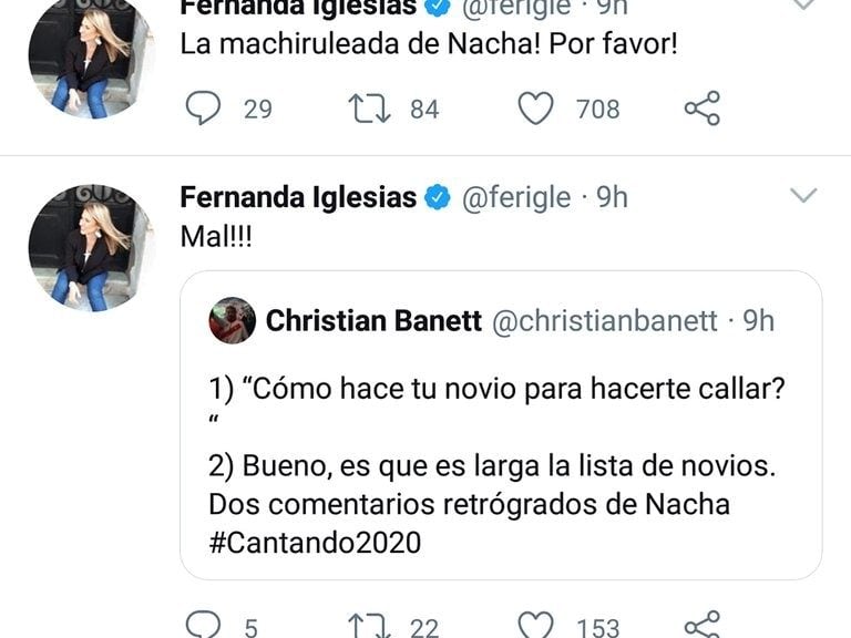 Opiniones de famosas sobre el cruce entre Nacha Guevara y Laurita Fernández (Twitter)