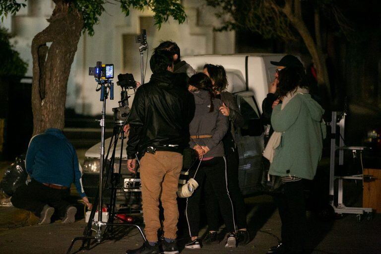 Rodaje de La Noche Más Larga, en calle Balcarce