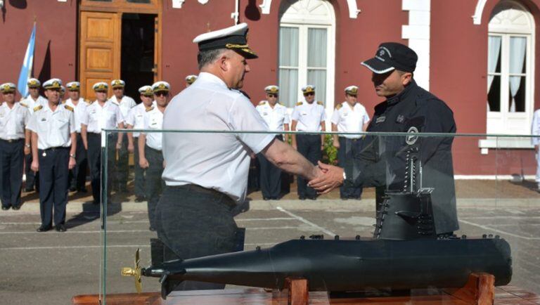 Maqueta del submarino que fue construida por los internos del penal.