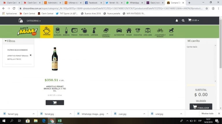 El fernet y los precios de este miércoles tras la imagen que se viralizó con un valor de $ 595.