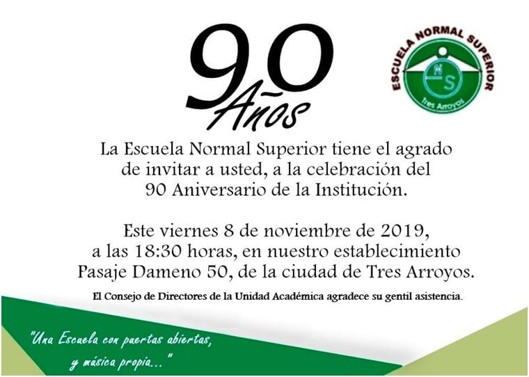 90 años Colegio Normal Superior Tres Arroyos