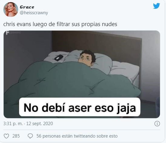 Chris Evans publicó por error una foto intima y estallaron los memes en Twitter