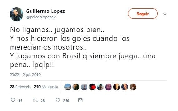 Copa América: la reacción de los famosos tras la derrota de Argentina (Foto: captura Twitter)