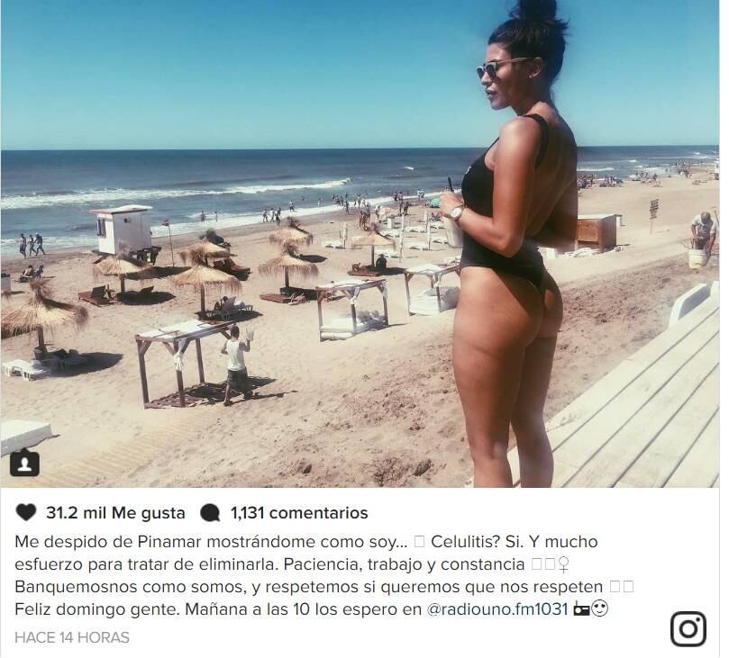  Ivana Nadal publicó una foto al natural y con celulitis para despedirse de Pinamar