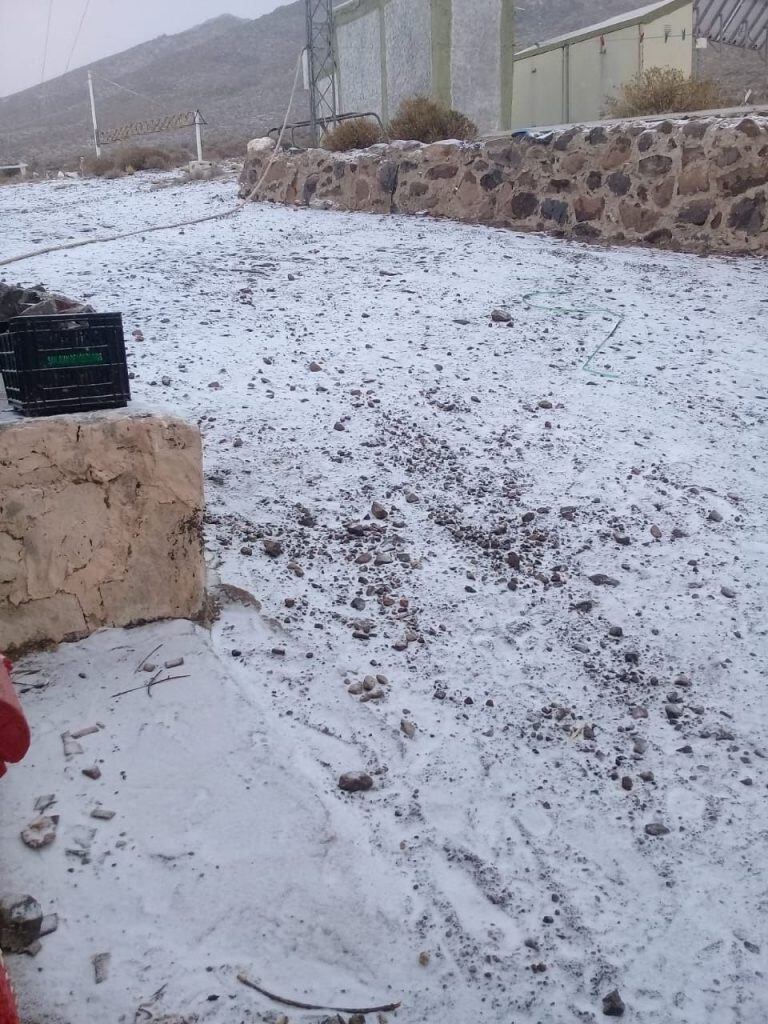 La nieve sorprendió a quienes se hospedaban en la reserva Don Carmelo, en San Juan.