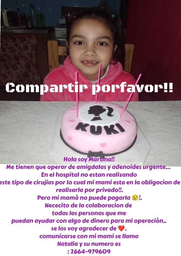 Martina, la pequeña de 7 años que necesita ayuda para su operación