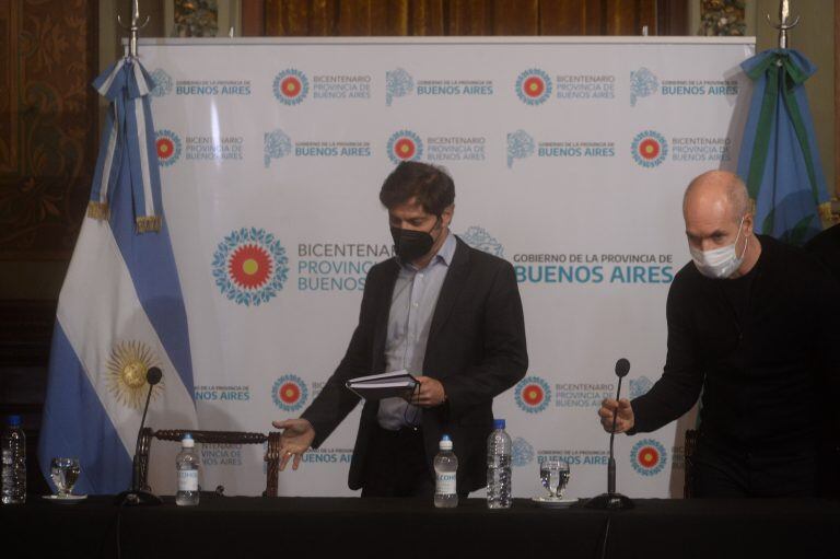 Conferencia de prensa Horacio Rodríguez Larreta y Axel Kicillof. (Foto: Clarín)