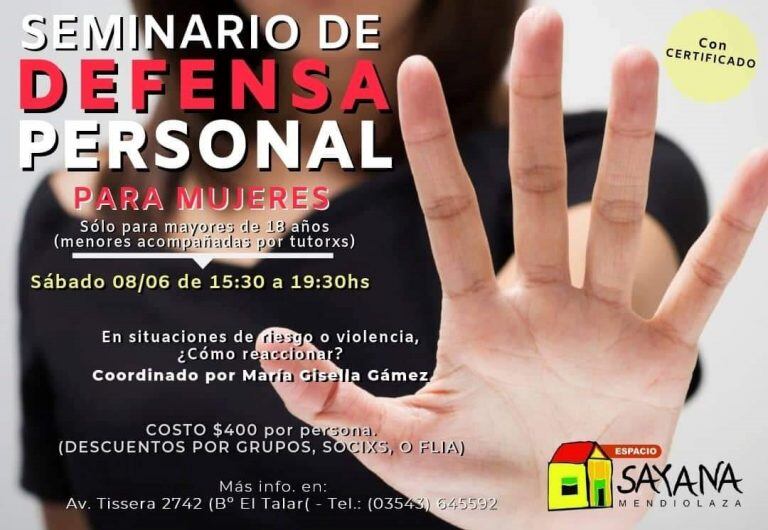 Seminario de Defensa Personal para mujeres (Foto: Cultura Mendiolaza)