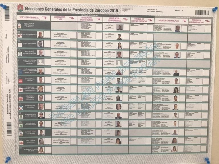 La Boleta Única de Sufragio presentada por la Justicia Electoral provincial. (La Voz)