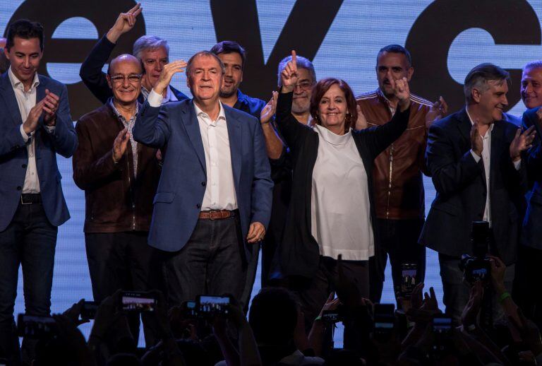 Cordoba's governor, Juan Schiaretti, celebrates after being reelected, in Cordoba, Argentina May 12, 2019. REUTERS/Sebastian Salguero NO RESALES. NO ARCHIVE.