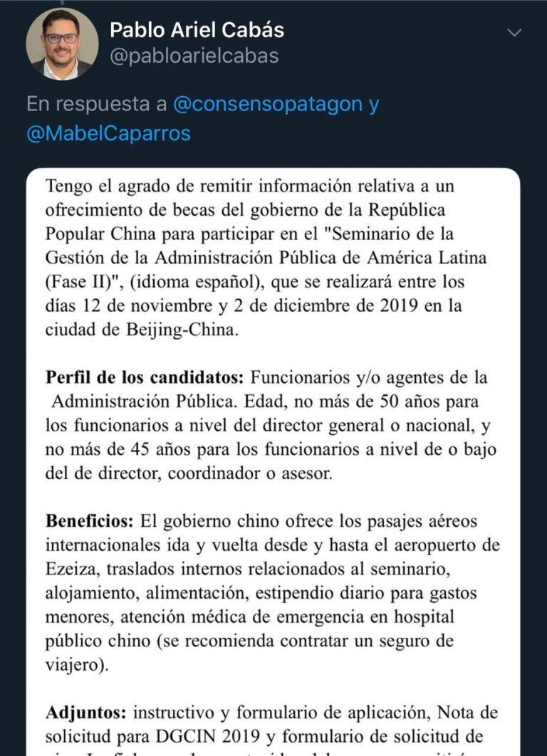 Invitación. Pablo Ariel Cabás - Secretario de Medios del gobierno fueguino.